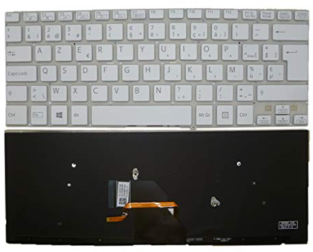 RTDPART Tastiera per Computer Portatile Sony VAIO SVF14 9Z.NADBQ.11A 149237511BE AEHK8B001203A Belgio BE Bianca con retroilluminazione