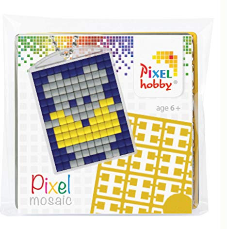 Pixel P23008 Mosaik Medaillon Maus, Schlüsselanhänger für Kinder zum Selbstgestalten, kinderleichtes Stecksystem, ohne Bügeln und Kleben, Steinchen aus Biokunststoff