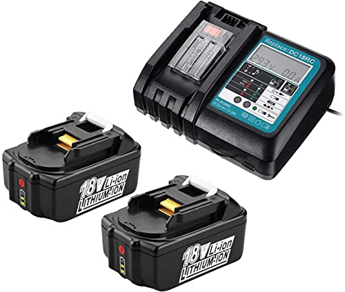 2X BL1850B Batterie et Chargeur 18V 5Ah Remplacement pour Batteries avec Chargeur DC18RC 3A Compatible avec BL1850B BL1860B BL1830BTondeuse DLM431Z DLM380Z DUC353Z DUB362Z