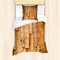 ABAKUHAUS Holz Bettbezug Set für Einzelbetten, Lodge Wall Planks Drucken, Milbensicher Allergiker geeignet mit Kissenbezug, Braun