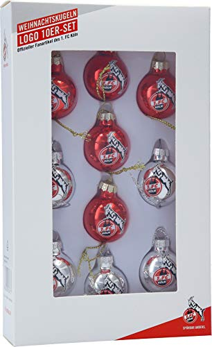 Unbekannt 1. FC Köln Weihnachtskugeln/Chrsitbaumkugeln ** Rot/Silber ** 4080385 10er Set