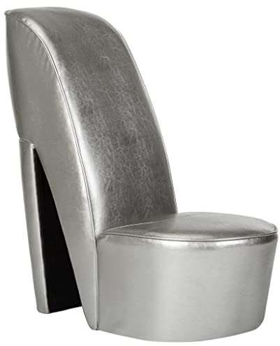 vidaXL Schuhsessel High Heel Design Sessel Stuhl Polstersessel Wohnzimmersessel Loungesessel Relaxsessel Hocker Sitzhocker Silbern Kunstleder