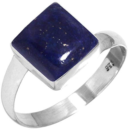 Boho Handgefertigter Schmuck Natürlicher Edelstein Achat, Lapislazuli, Granat, Türkis Quadrat Echter 925 Sterling Silber Ring für Frauen