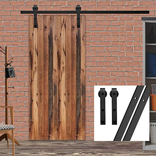 GIFSIN 5FT/152cm Sliding Barn Door Hardware Kit - Single Door, J-Shaped Hanger