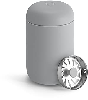 Fellow Carter Move Travel Mug - Vacuum-Insulated Stainless Steel Coffee and Tea Tumbler with Ceramic Interior and Splash Guard, Matte Grey, 8 oz Cup