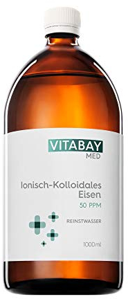 Vitabay Kolloidales Eisen 50 PPM • 1000 ml • Hochdosiert • Reinheitsstufe 99,99% • Braunglasflasche