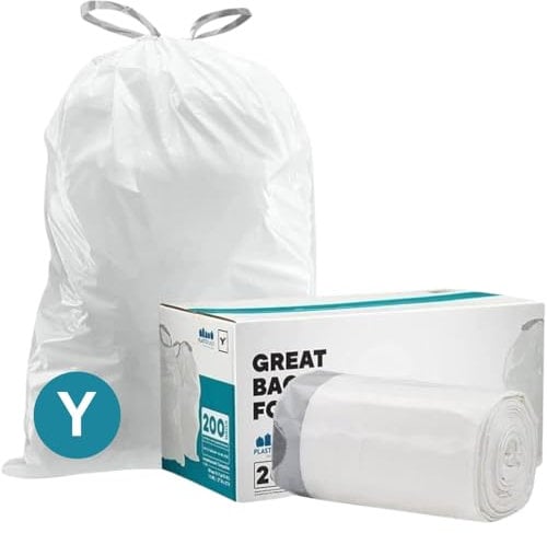 Plasticplace Simplehuman Code Y - Bolsas de basura compatibles con cordón blanco, 30.4 galones/115 litros, 28.75 x 39 pulgadas, 100 unidades