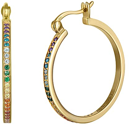 cai Damen Creolen 925/- Sterling Silber 2,0cm Glänzend Zirkonia gelb 274210044