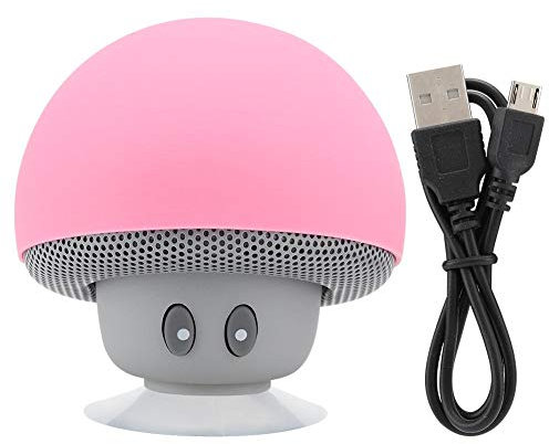 Haut-parleur Bluetooth, prend en charge la réponse mains libres au téléphone avec microphone, mini caisson de basses champignon portable sans fil avec fonction ventouse (rose)