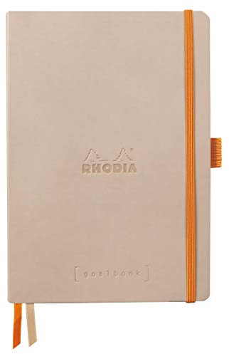 Rhodia 117803C - Notizheft Softcover Rhodiarama Goalbook DIN A5 (14,8x21 cm), 120 Blatt, DOT, Clairefontaine Papier Elfenbein 90g, 2 Lesezeichenbänder, Cover aus Kunstleder Rosa, 1 Stück