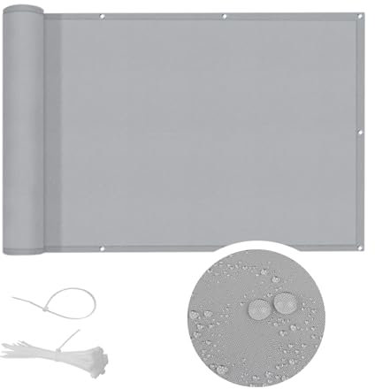 COOL AREA Brise Vue Balcon 90x500cm PES,Imperméable à l'eau, Protection UV,Protection de la Vie privée des balustrades de Balcon,Gris