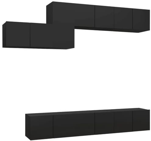 vidaXL Ensemble de Meubles TV 7 pcs, Ensemble d'Armoires de Télévision avec Rangement, Meubles Télé de Salon, Noir Bois d'Ingénierie