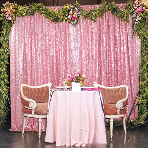 Paillettenvorhänge Hintergrund Glitter Pailletten Fotografie Weihnachten Hochzeitsvorhänge für Hintergrund Pailletten Vorhang Panel (125 x 245 cm, Fuchsia Pink)