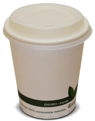 6oz Biodegradable Coffee Cups and Compostable Lids [50 Sets, 6oz/180ml ] Takeaway Organic Coffee Cups 6oz (180ml) 100% Paper Cups with Matching Snug Fit Lids 4oz 6oz 8oz 12oz 16oz