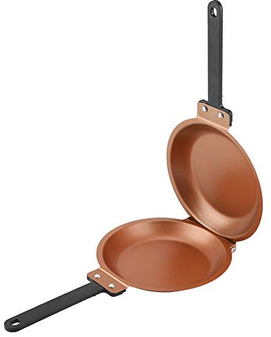 Greensen Sartén Doble, Sartén Doble con Revestimiento Antiadherente para Dar la Vuelta a la Tortilla de Patata para Todo Tipo de Fuegos Incluido Inducción 19cm