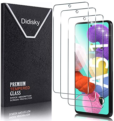 Didisky Lot de 3 Protecteur Verre Trempé pour Samsung Galaxy A51, Film Protection écran, dureté 9H, Pas de Bulles, Haute définition