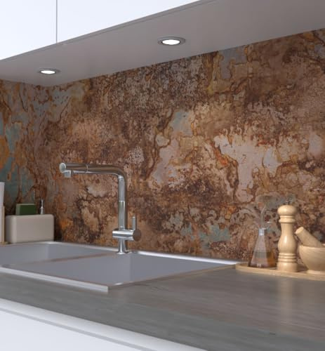 MyMaxxi Küchenrückwand selbstklebend - Matte, 0,4 mm Premium Spritzschutz Folie als günstige Alternative zu Glas, einfache Montage & leichte Reinigung - Motiv: Rostige Fläche 60 x 60 cm