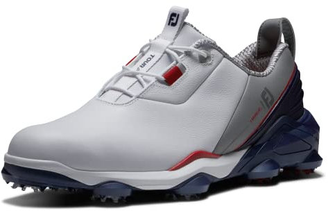 Footjoy Tour Alpha, Zapatos de Golf Hombre, White/Navy/Grey, 42 1/3 EU