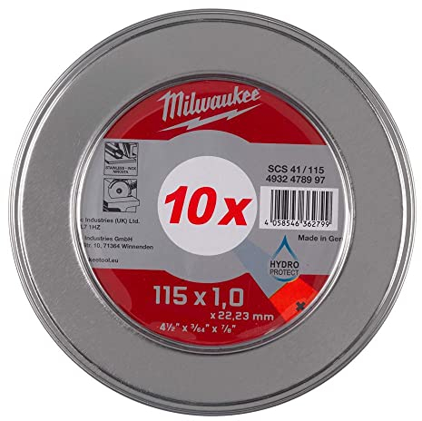 Milwaukee 115 mm Stainless Steel Blade Box with 10 4932478997