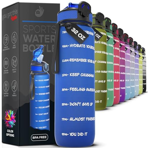 YOU GOT THIS LIVING Borraccia motivazionale con indicatore del tempo, borraccia sportiva con beccuccio, per un'idratazione che dura tutto il giorno, senza BPA