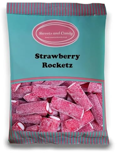 Sweets and Candy® Strawberry Rocketz 1Kg - Retro Giant Size Fizzy Strawberry Pencils - Fruity Flavour With A Creamy Fondant Centre and Fizzy Sugar Coating - Bulk 1 Kilo Bag