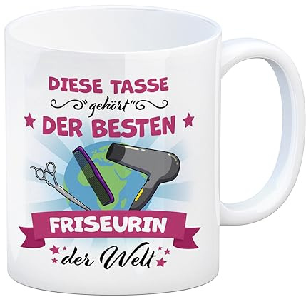 Beste Friseurin der Welt Kaffeebecher diese Tasse als tolle Geschenkidee für Kolleginnen oder Freundinnen die ihren Beruf über alles lieben