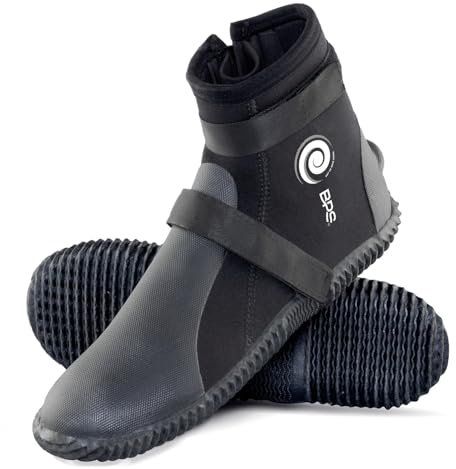 BPS Neopren-Wasserstiefel, 5 mm, Thermostiefel mit gummierter, rutschfester Sohle für Kanufahren, Schwimmflossen, Wassersport, Kajakfahren, Surfen – Tauchstiefel mit Slip-on-and-off-Design (Größe 47)