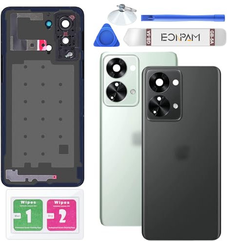 Eonpam Akkufachdeckel Rückseite Glas Ersatz für Oneplus Nord 2T Reparatursatz Original Akkudeckel Ersatz der Rückenschale (Grauer Schatten)