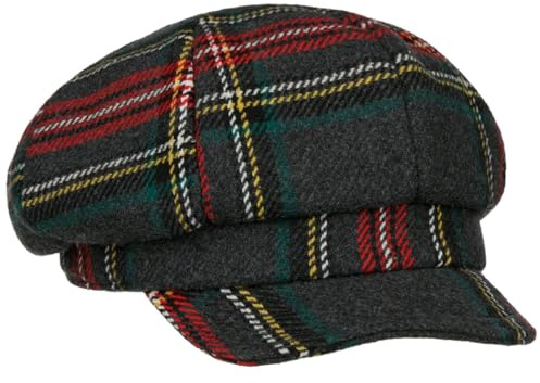 Lipodo Plaidy Balloon Cap Ladies Shield Cap 100% Cotton Lining Multicolor Check Pattern Washable Elastic Band Fall Winter