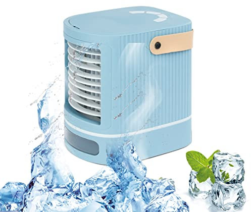 Air Cooler, Portable Mini Air Conditioner,Portable Personal Mini Conditioner, Air Conditioner For Car,Usb Small Mini Air Cooler with 7 LED Changing Light for Room Home Office (blue)