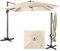 GYMAX Ombrellone da Balcone 3x3 M, Ombrellone Decentrato da Giardino, Laterale Roma (BEIGE)
