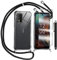 TTSWJBD Handykette für Nokia XR21 Hülle mit Displayschutzfolie Schutzfolie, Necklace Handyhülle mit Abnehmbar Kordel zum Umhängen Transparent Silikon Schutzhülle mit Band in Schwarz