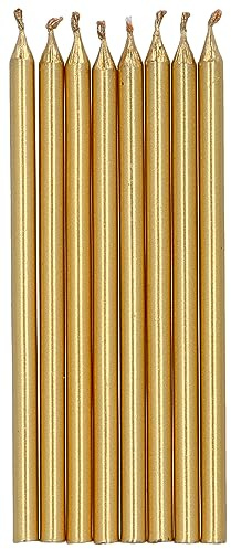 Folat 24186 tårta ljus guld – 10 cm – 24 stycken födelsedagsljus för födelsedag, födelsedagsdekoration, för barnfester, bröllop, företagsfester, årsdagar, guld, 10 cm