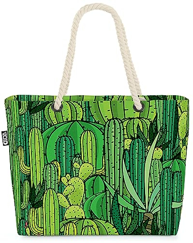 VOID Comic Kaktus Kakteen Garten Strandtasche Shopper 58x38x16cm 23L XXL Einkaufstasche Tasche Reisetasche Beach Bag