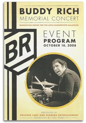 TeDe Buddy Rich Drummer 2008 Dekorativer Kunstdruck auf Leinwand, Wandkunst, Wohnzimmer, Schlafzimmer, Poster, Gemälde, 50 x 75 cm, ungerahmt