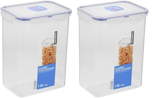 LocknLock Rectangular 1.8ltr (152 x 107 x 179mm), Clear/Blue (Pack of 2)