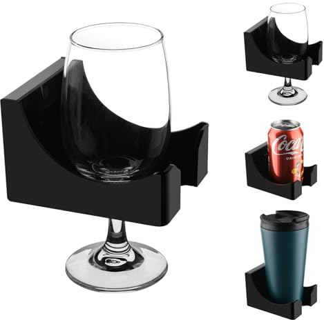 Beautyflier Bierhalter Weinglashalter Badewanne und Dusche Badewanne Getränkehalter Acryl Becherhalter für Wein, Bier, Kaffee und Getränk (Schwarz 1)