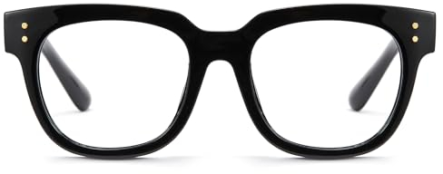 Cyxus Nerd Brille Ohne Stärke Blaulichtfilter Brille Herren Damen Mode Retro Brillenfassung Stil für PC TV Tablet Unisex (8153T01 Schwarz