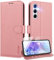 UITUIM Cover per Samsung Galaxy A55 5G Cover Custodia a Libro Portafoglio in Pelle con Vetro Temperato Pellicola Cover Porta Carte Flip Case Protettiva Custodia per Samsung Galaxy A55 5G,Rosa