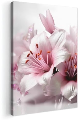 MuchoWow© Wandbilder Klein Mini Schlafzimmer Home Deko Wohnung Bild - Natur | 20x30 cm - Wohnzimmer Fotoleinwand Wand Bilder Leinwand Wall Decor Blumen - Lilie - Sakura - Rosa