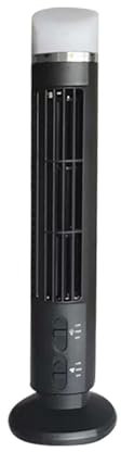 bephible Ventilador silencioso de torre de bajo consumo, sin aspas, oscilación de gran angular, carga USB, fácil de limpiar, refrigeración con LED negro