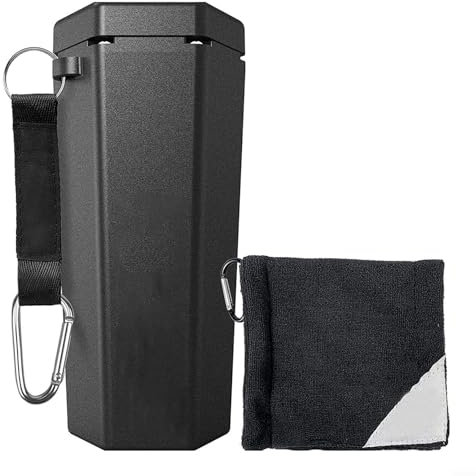 YUANGANG Portable Golf Ball Washer Cleaner, With Cleaning Cloth Golf Ball Cleaning Device Accessories 7.8 X 3.5 X 3.5 Inches(Black)