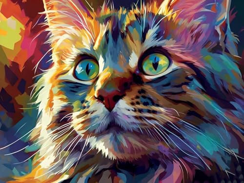 Malen Nach Zahlen Erwachsene Kinder Anfänger DIY Handgemalt Ölgemälde auf Leinwand Kits, für Home Dekoration oder Geburtstag Weihnachten Geschenk Mit Farbe und Pinsel, (Tiere Katzen) 90x120cm F-564