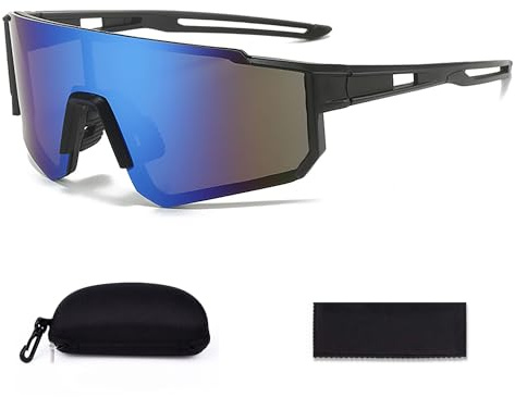 JXCTNNU Sportbrille Sport Sonnenbrille Herren Damen Radsportbrillen Fahrrad Brille Ski Brille mit UV400 Schutz mit Etui und Brillentuch für Outdooraktivitäten