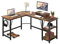 TREETALK Computer desk, L-shaped Desk with 2-Layer Shelves,Large PC Laptop Table with CPU Stand&Monitor Stand,Corner Desk for Home Office (Rustic Brown)