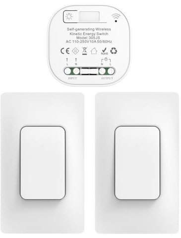 Cerhot Set di ricevitori interruttori della luce senza fili autoalimentati per interruttore della luce da parete, illuminazione a LED per interni ed esterni per casa, senza batteria (US 2X1 e 1