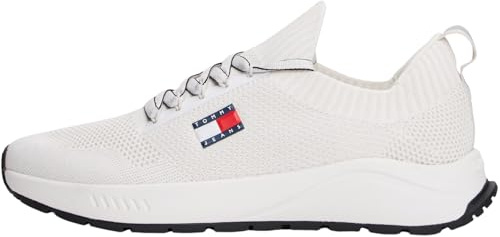 Tommy Jeans Herren Runner Sneaker Knitted Low Top, Weiß (Ecru), 42