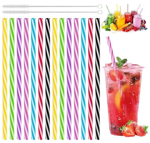 50pcs Reusable Plastic Straws,Drinking Plastic, Dishwasher Safe, Reusable Hard Straws for Family Bars Cafes Restaurants BBQ Parties Celebrations (50 Packs+2 Cleaning brushs)