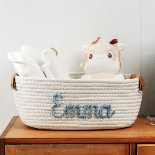 Personalisierter Namenskorb Geschenk Zur Taufe Baumwollkorb Mit Namen Haustier Spielzeug Aufbewahrungskorb(11x22x28cm)