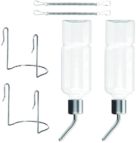 2-Pack Clear Small Animal Water Bottles with Stand Guinea Pig Waters Bottle Pet Hanging Water Bottles 180ml Capacity for Chinchillas Guinea Pigs Small Puppy Kitten Ferrets